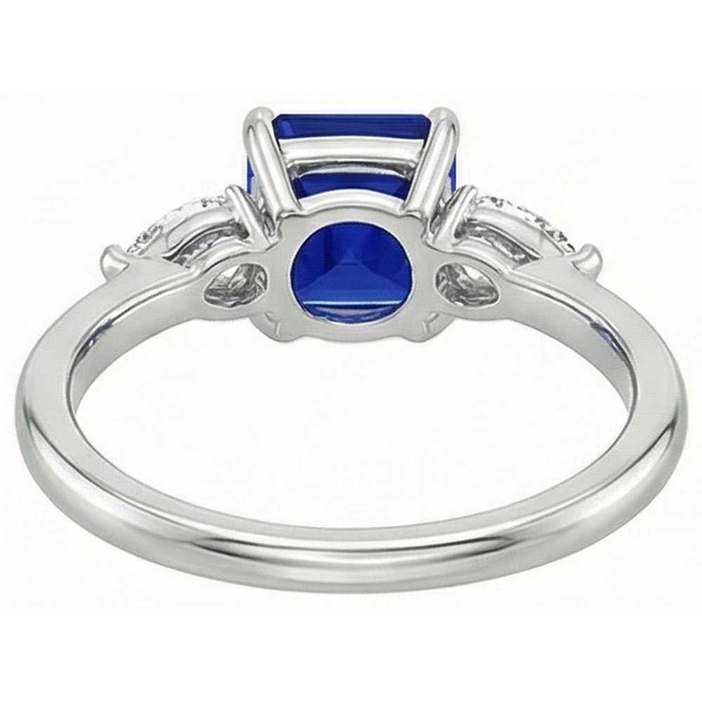 naturel cushion saphir 2.75carats bague sur blanc