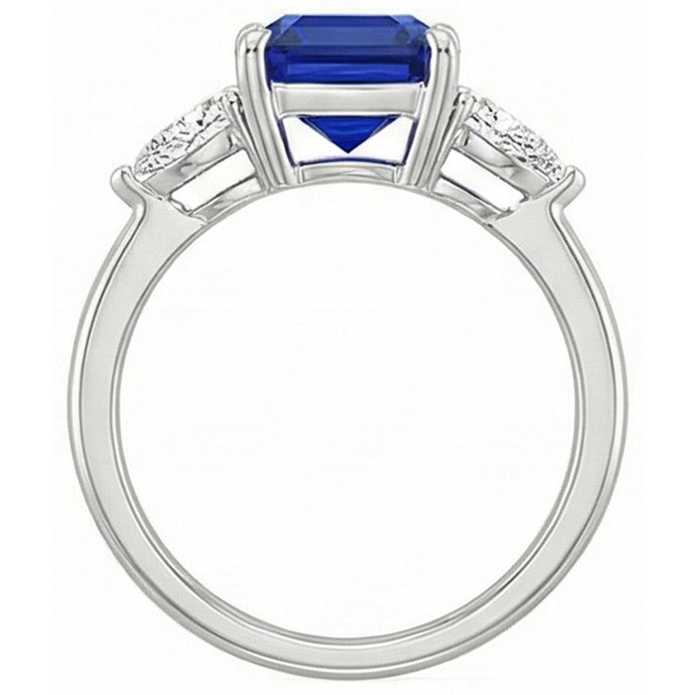 naturel cushion saphir 2.75carats bague vue de profil