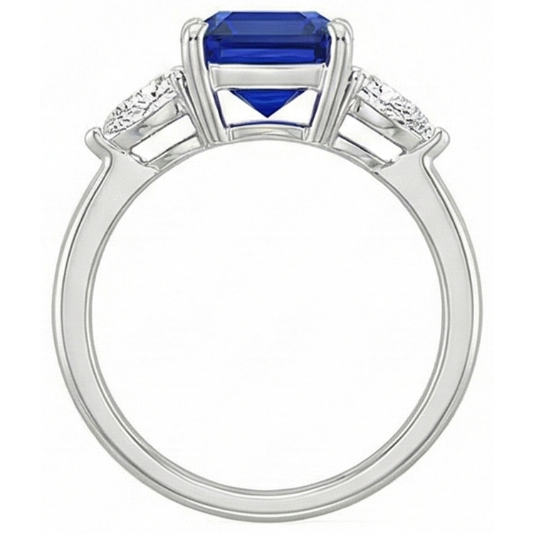 naturel cushion saphir 2.75carats bague vue de profil