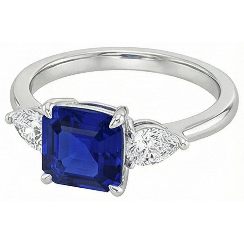naturel cushion saphir 2.75carats bague détail rapproché