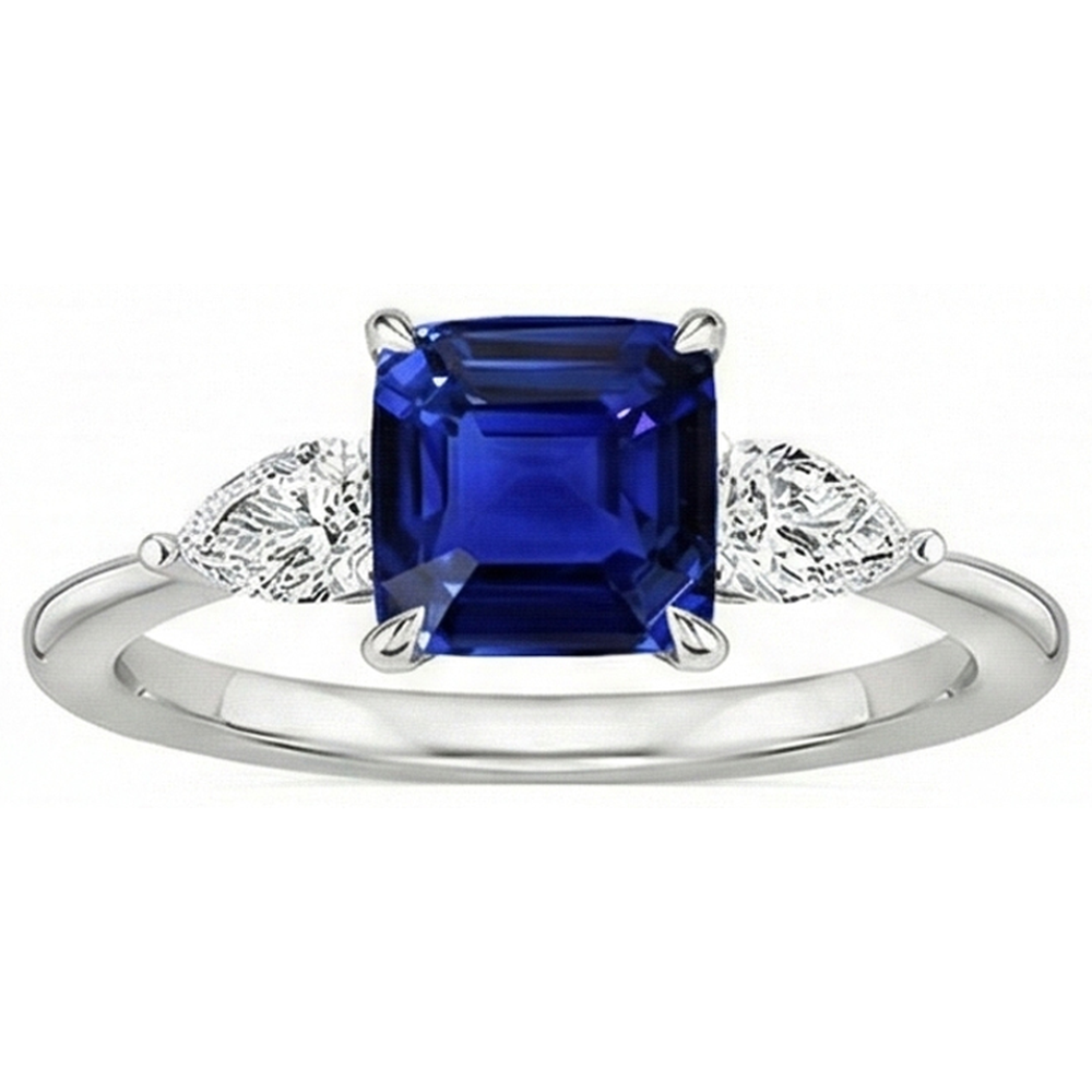 naturel cushion saphir 2.75carats bague angle de côté