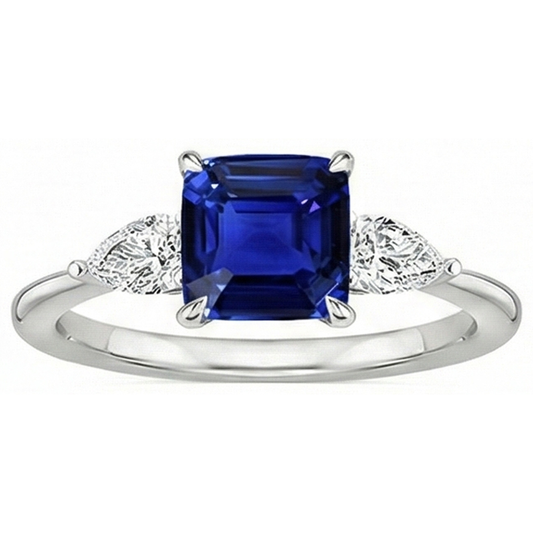 naturel cushion saphir 2.75carats bague angle de côté