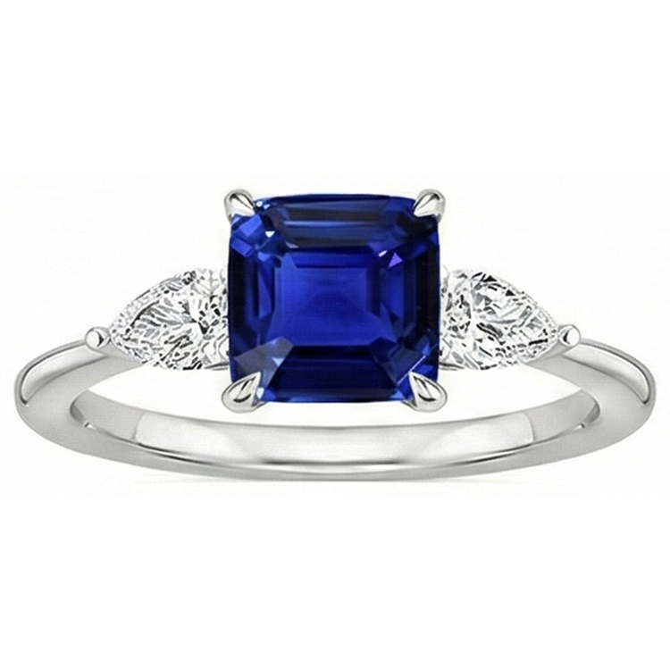 naturel cushion saphir 2.75carats bague angle de côté