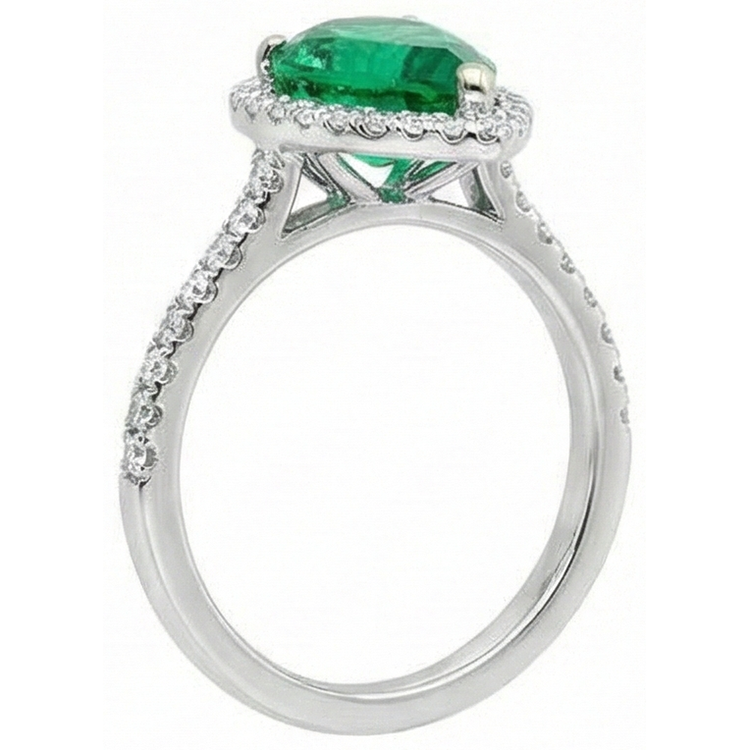 Bague Femme 5.25 Carats Émeraude Verte Et Diamant Naturels Extraits des Mines ( et non cultivés en laboratoire ) Or Blanc 14K