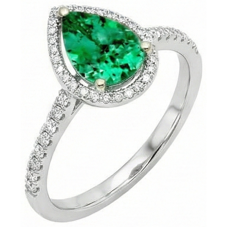 Bague Femme 5.25 Carats Émeraude Verte Et Diamant Naturels Extraits des Mines ( et non cultivés en laboratoire ) Or Blanc 14K