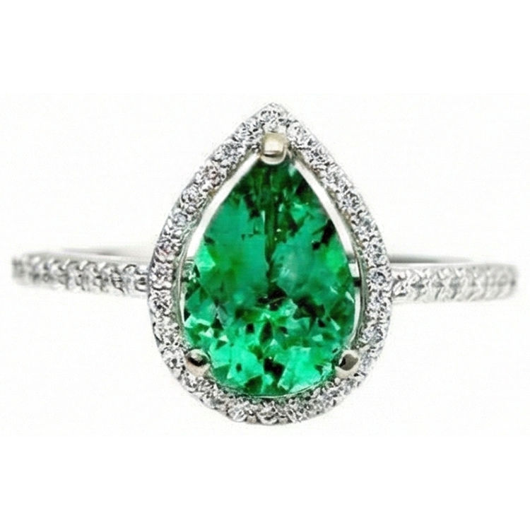 Bague Femme 5.25 Carats Émeraude Verte Et Diamant Naturels Extraits des Mines ( et non cultivés en laboratoire ) Or Blanc 14K