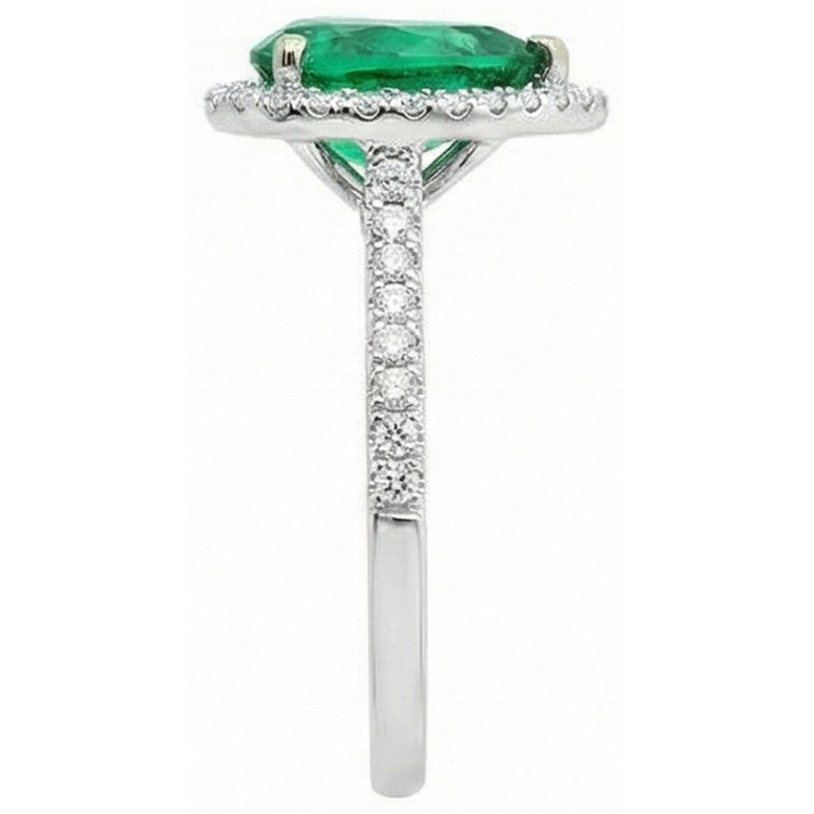 Bague Femme 5.25 Carats Émeraude Verte Et Diamant Naturels Extraits des Mines ( et non cultivés en laboratoire ) Or Blanc 14K