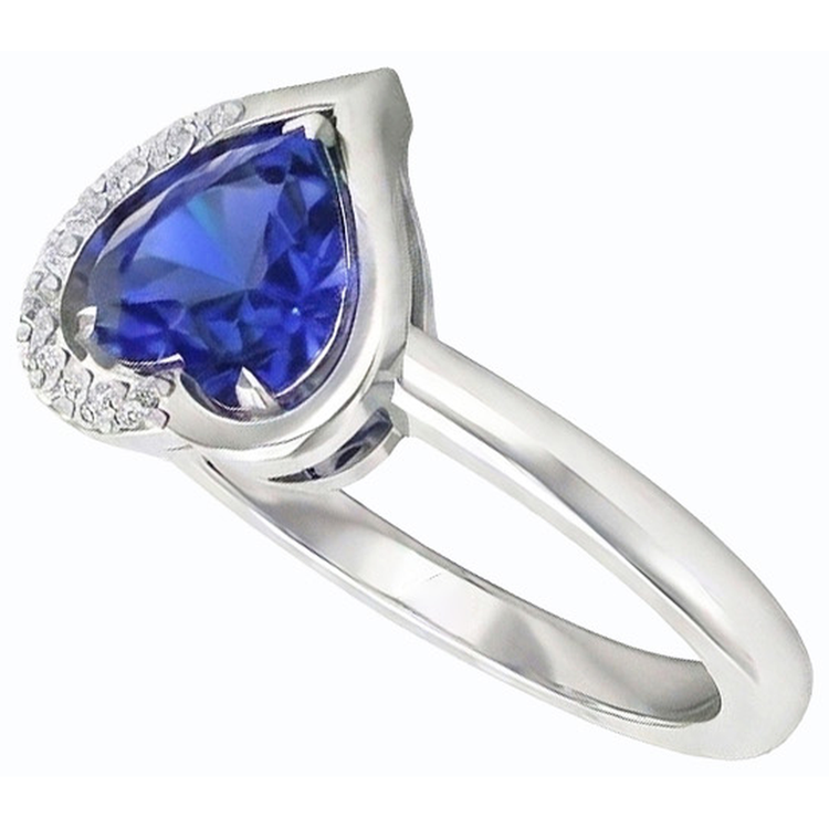 Bague Femme Coeur Pierres Précieuses Saphir Bleu 2 Carats Sertie De Diamants