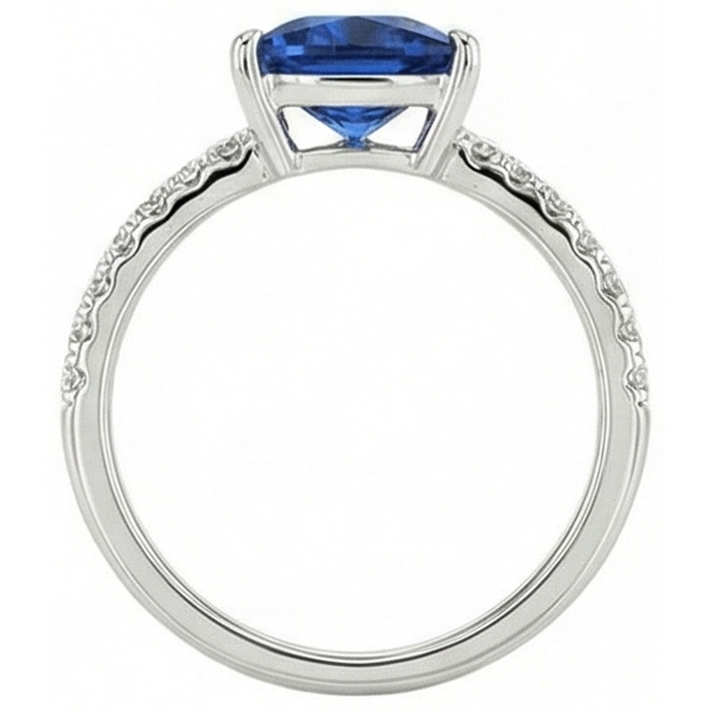 naturel trillion saphir 2carats bague vue de profil