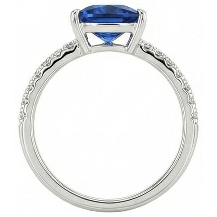 naturel trillion saphir 2carats bague vue de profil