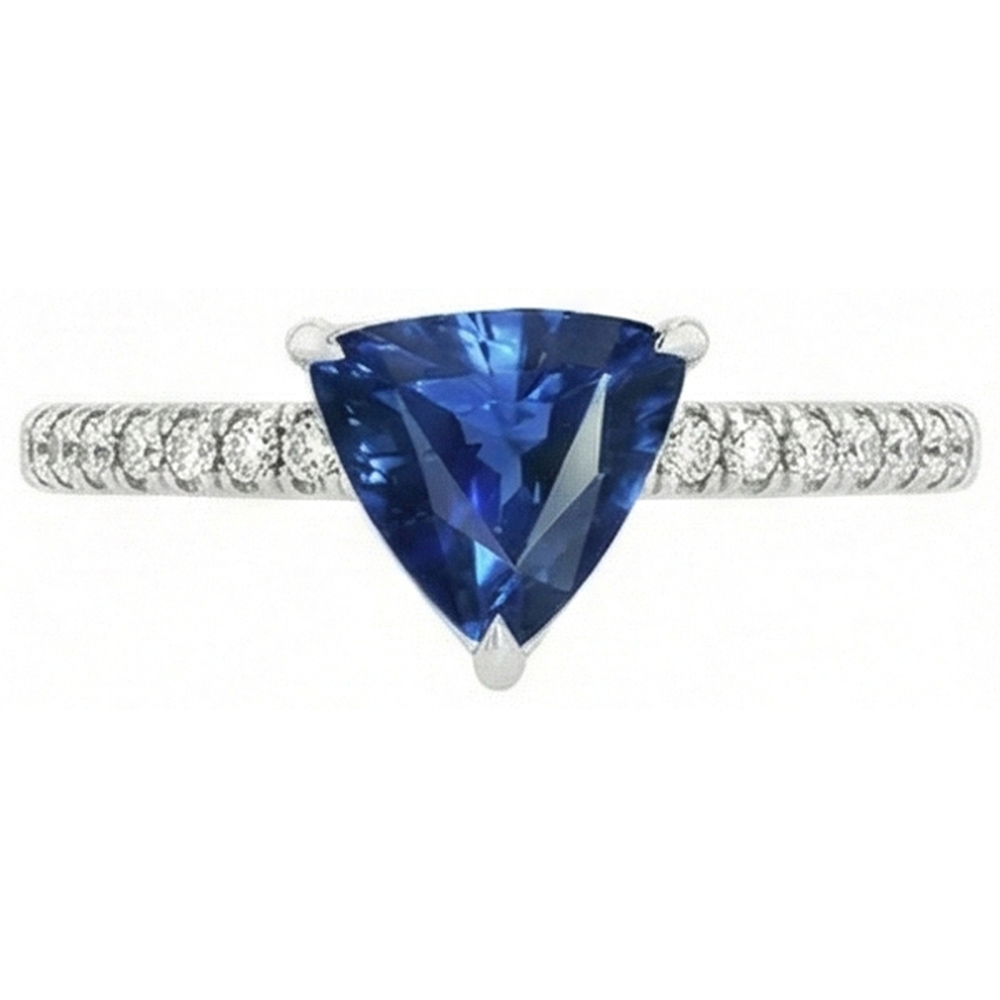 naturel trillion saphir 2carats bague détail rapproché