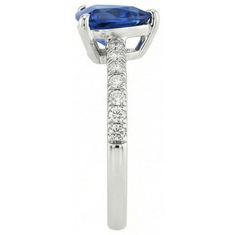 naturel trillion saphir 2carats bague vue de dessus