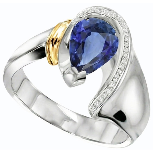 naturel pear diamant 2carats bague angle de côté