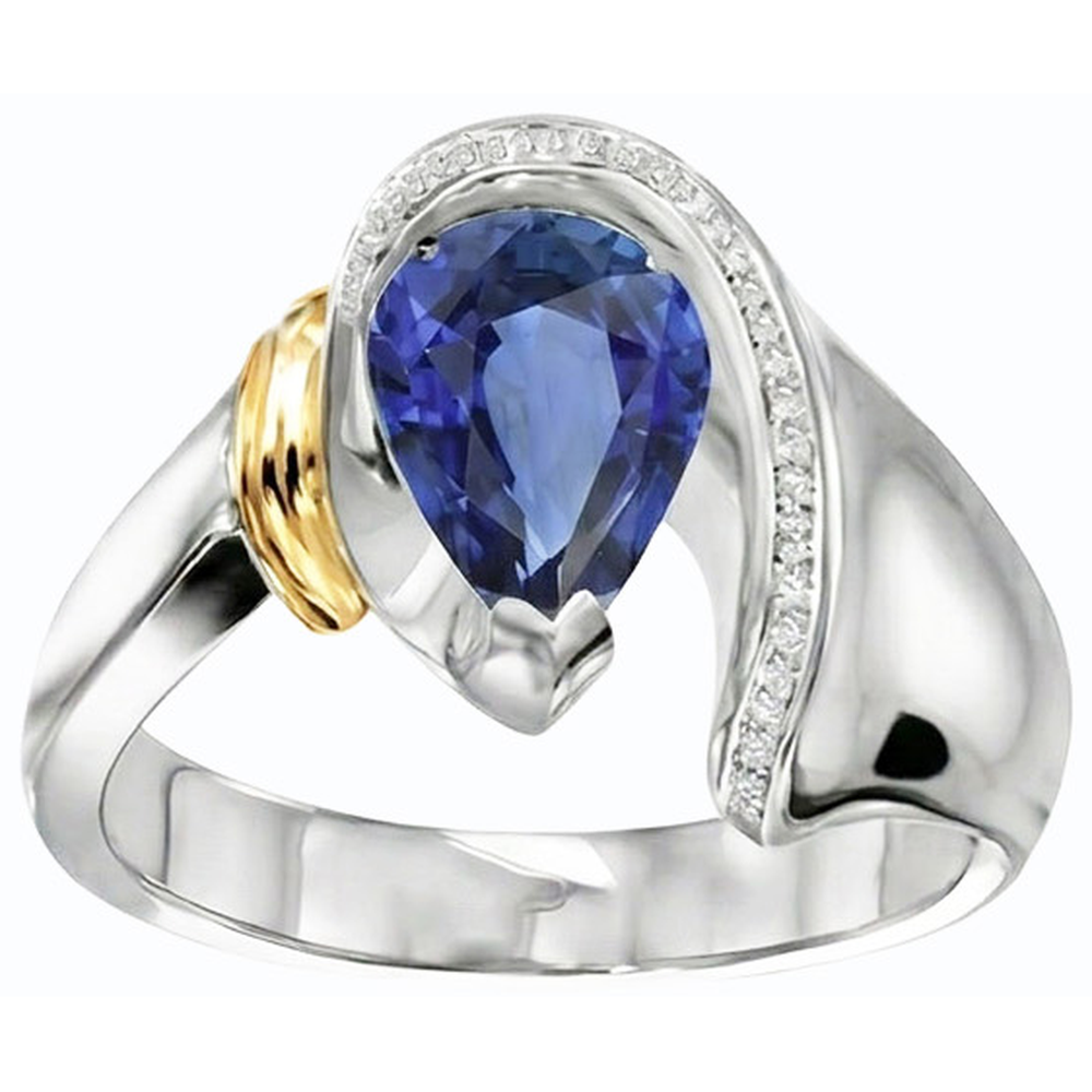 naturel pear diamant 2carats bague vue de dessus