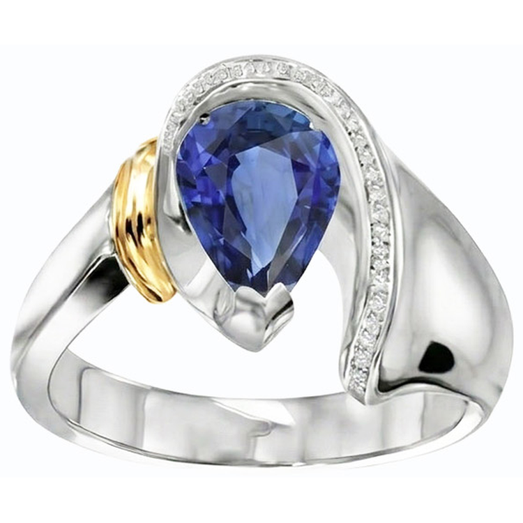naturel pear diamant 2carats bague vue de dessus