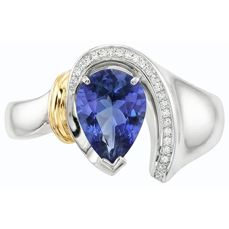 naturel pear diamant 2carats bague vue de profil