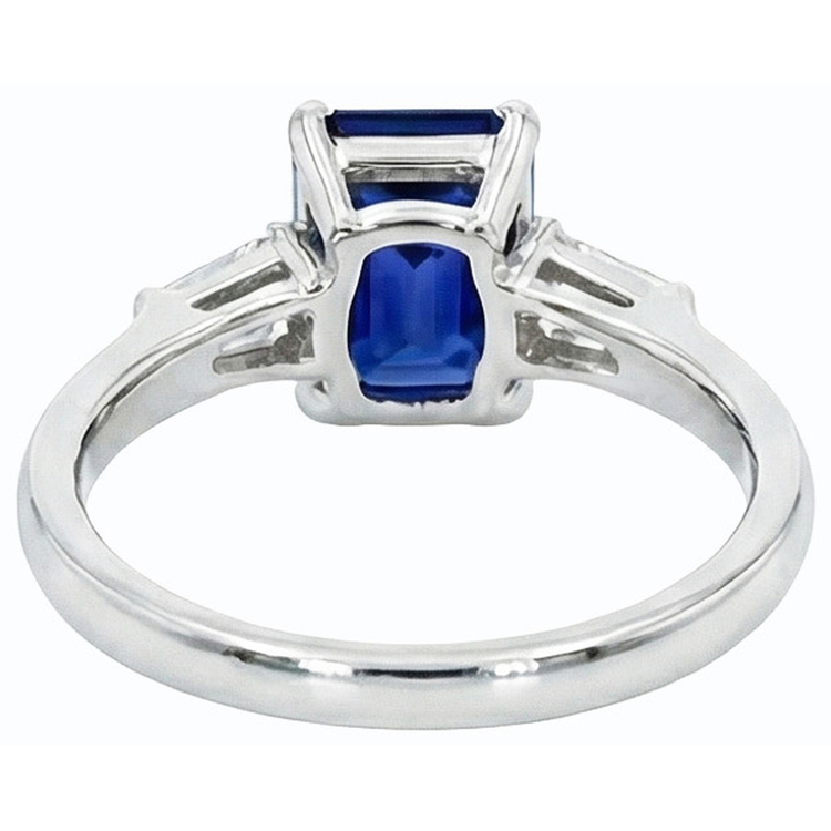 naturel baguette diamant 3carats bague vue de face