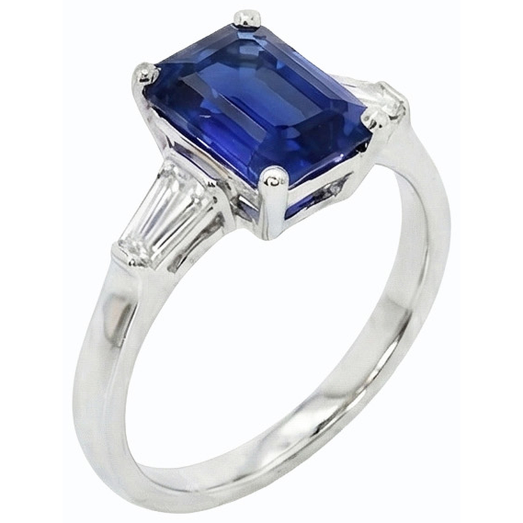 naturel baguette diamant 3carats bague angle de côté