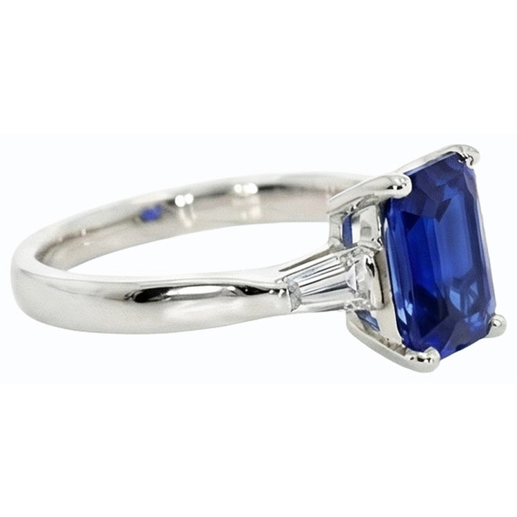naturel baguette diamant 3carats bague vue de dessus