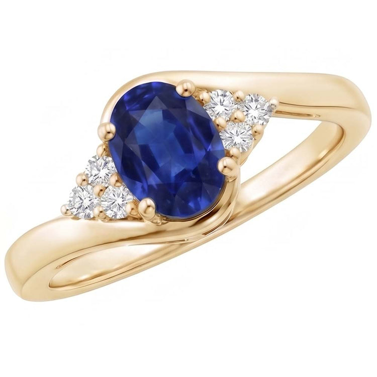 Bague Femme Diamant Naturels Extraits des Mines ( et non cultivés en laboratoire ) Accentué Prong Saphir Bleu Ovale Profond 3.75 Carats