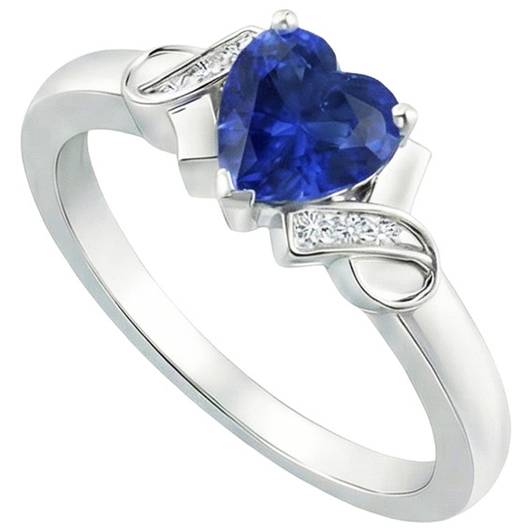 Bague Femme Diamant Naturels Extraits des Mines ( et non cultivés en laboratoire ) Coeur Bleu Saphir Or Bijoux Amour 3.25 Carats