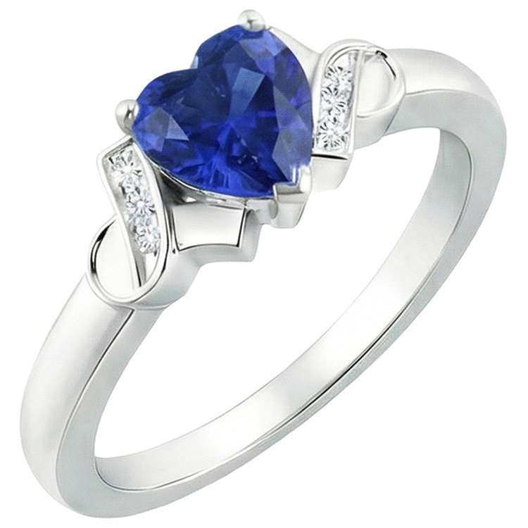 Bague Femme Diamant Naturels Extraits des Mines ( et non cultivés en laboratoire ) Coeur Bleu Saphir Or Bijoux Amour 3.25 Carats
