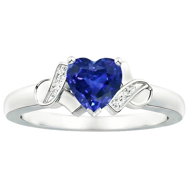 Bague Femme Diamant Naturels Extraits des Mines ( et non cultivés en laboratoire ) Coeur Bleu Saphir Or Bijoux Amour 3.25 Carats