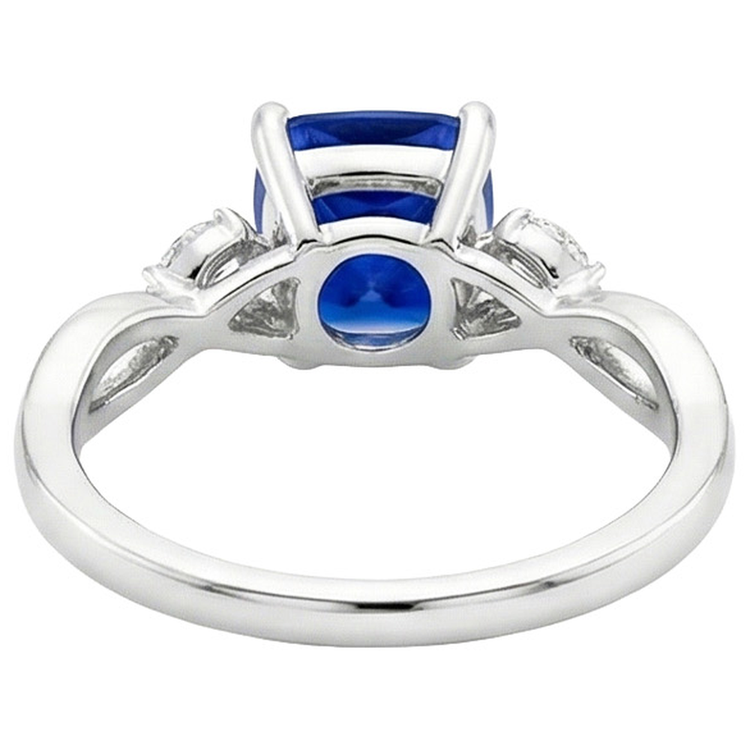 Bague Femme Diamant Naturels Extraits des Mines ( et non cultivés en laboratoire ) Marquise & Coussin Saphir Cinq Pierres 2.75 Carats