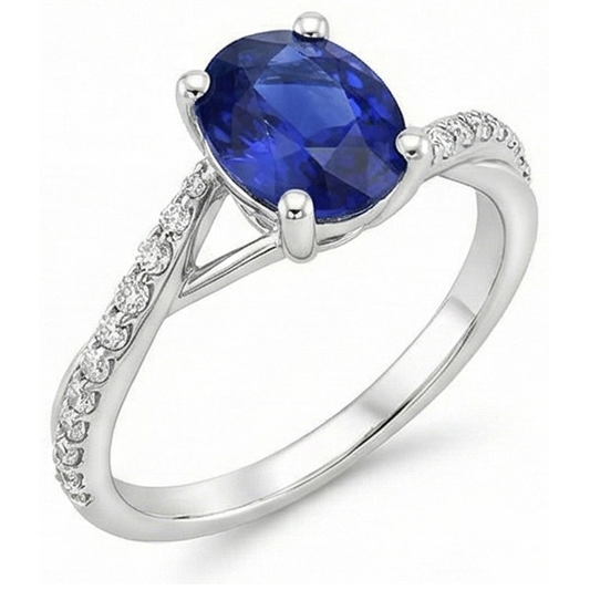 naturel oval saphir 3carats bague angle de côté