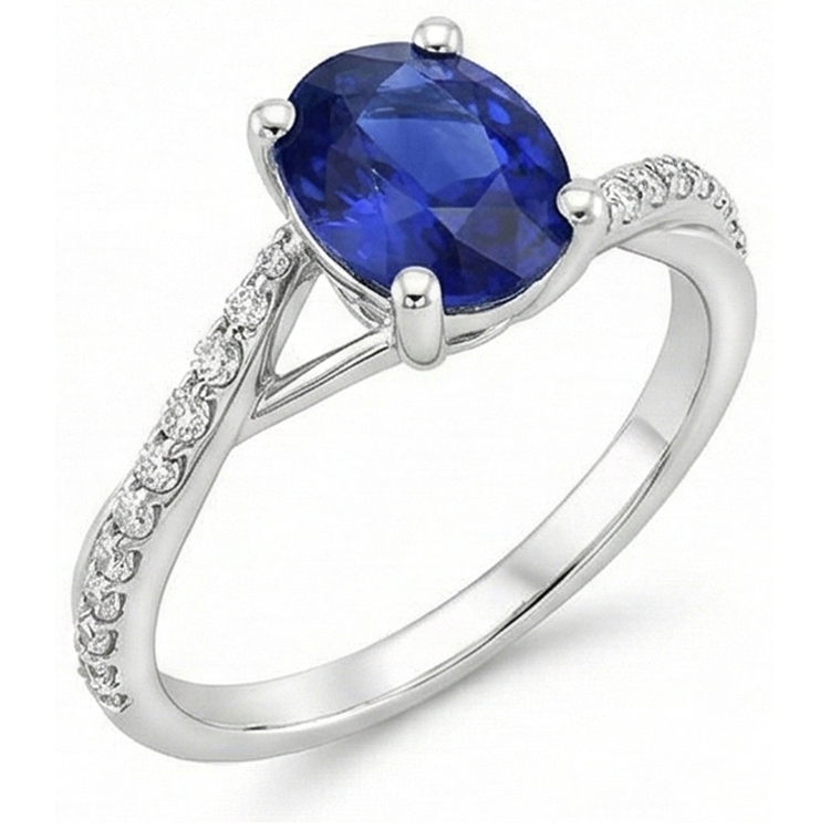 naturel oval saphir 3carats bague angle de côté