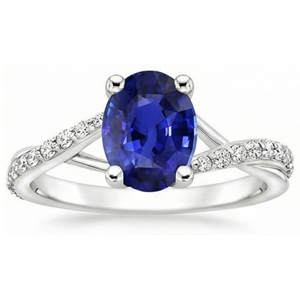 naturel oval saphir 3carats bague détail rapproché
