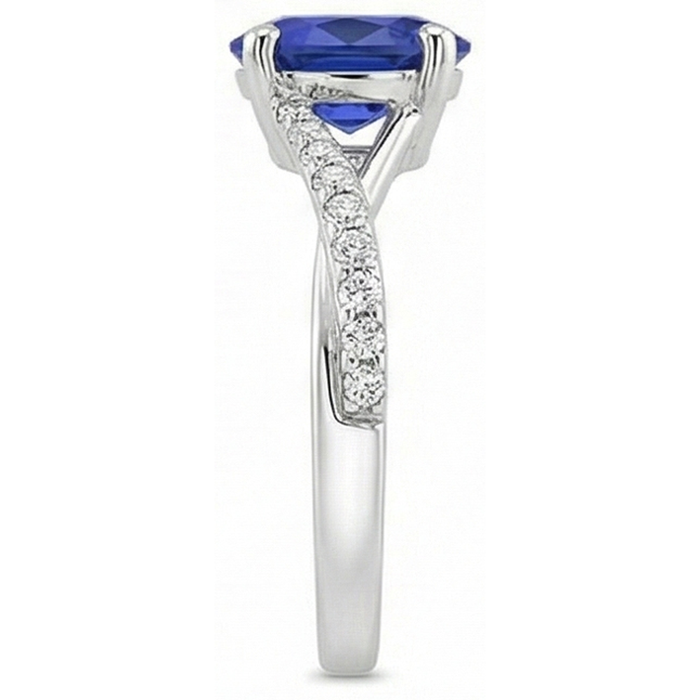 naturel oval saphir 3carats bague vue de profil