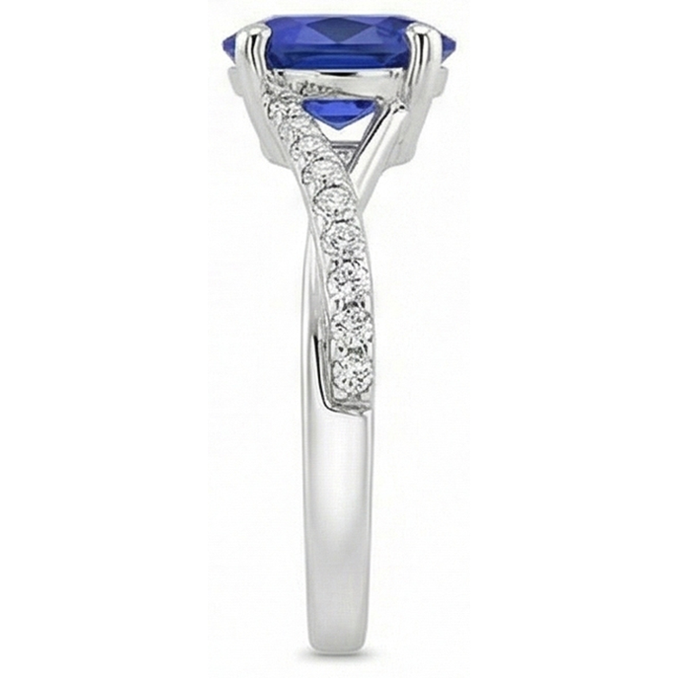 naturel oval saphir 3carats bague vue de profil