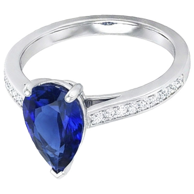 naturel pear diamant 4.50carats bague vue de face