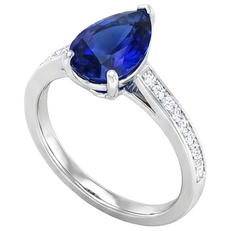 naturel pear diamant 4.50carats bague détail rapproché
