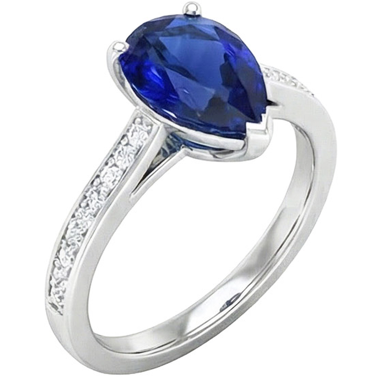 naturel pear diamant 4.50carats bague vue de dessus