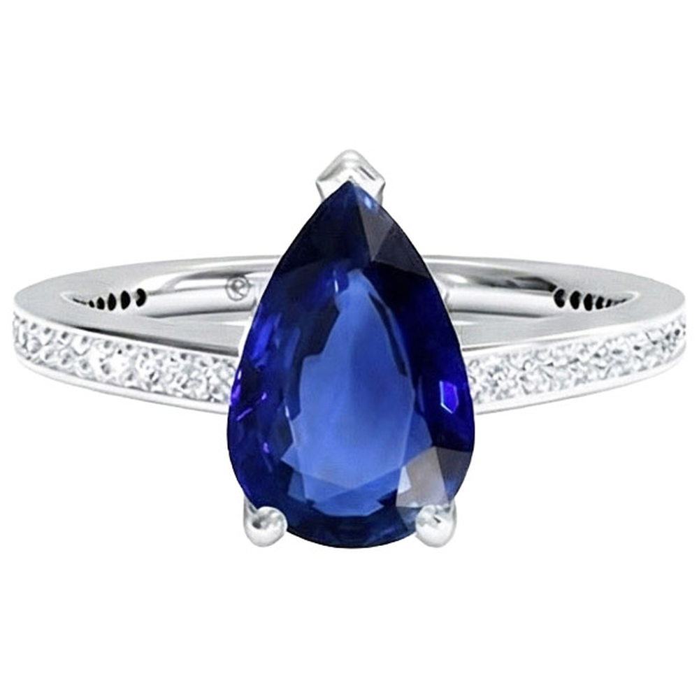 naturel pear diamant 4.50carats bague vue de profil