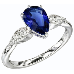 Bague Femme Diamant Saphir Ceylan Or Blanc 2 Carats 14K