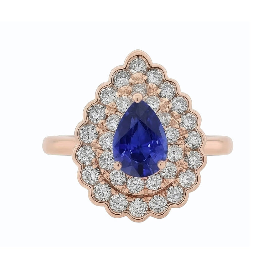 naturel pear diamant 3.50carats bague angle de côté