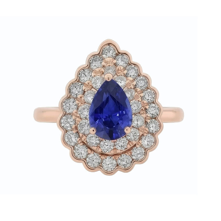 naturel pear diamant 3.50carats bague angle de côté