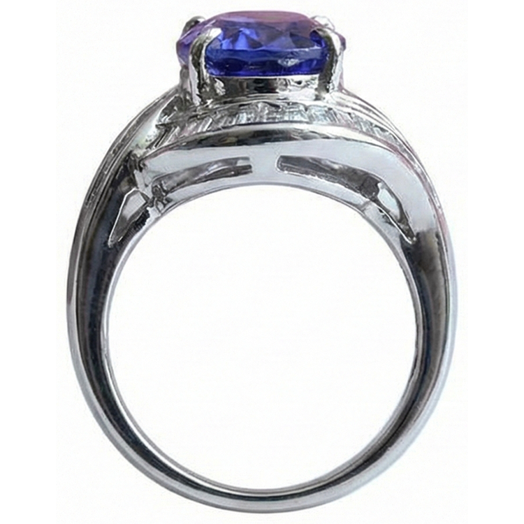 naturel baguette tanzanite 5carats bague vue de profil