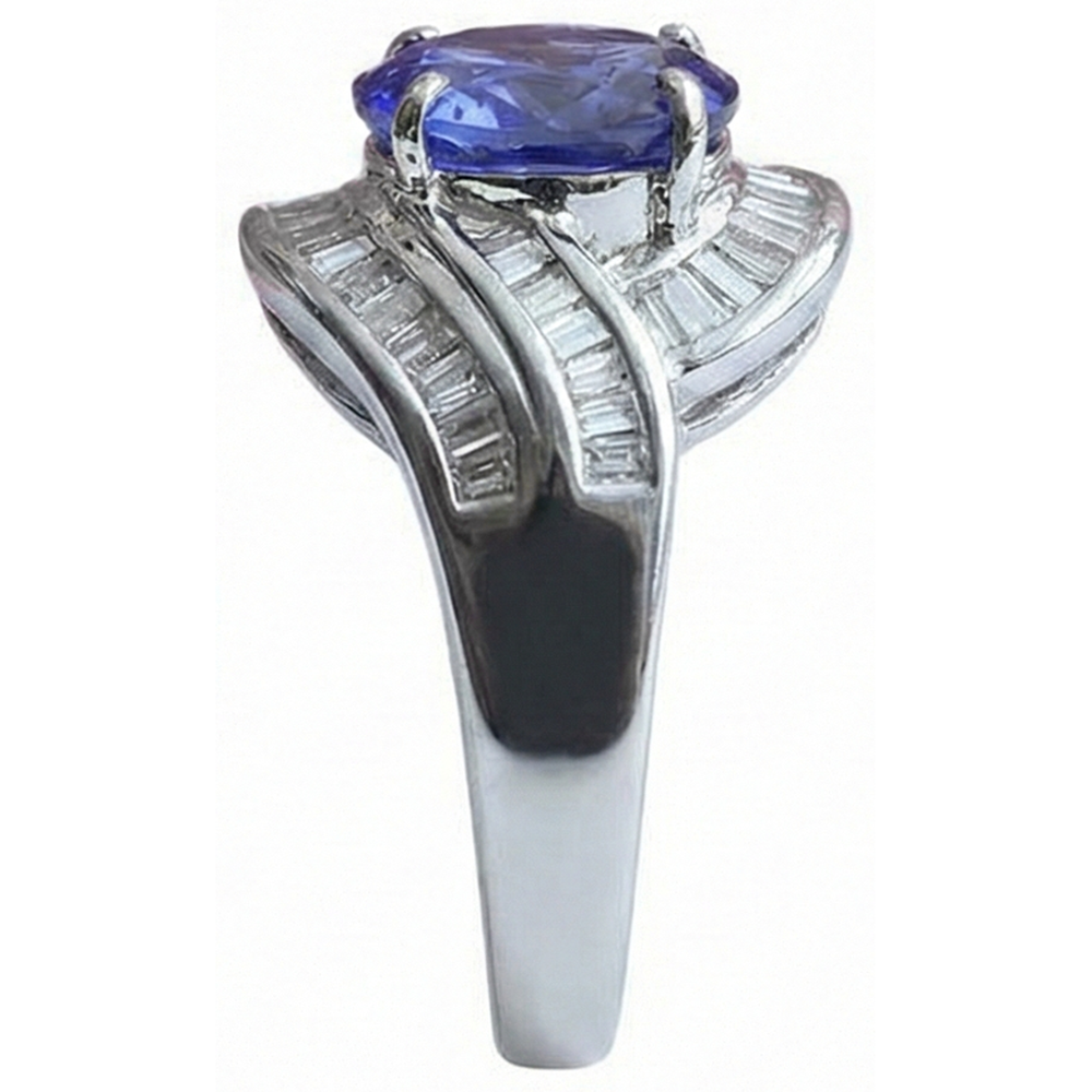 naturel baguette tanzanite 5carats bague sur blanc