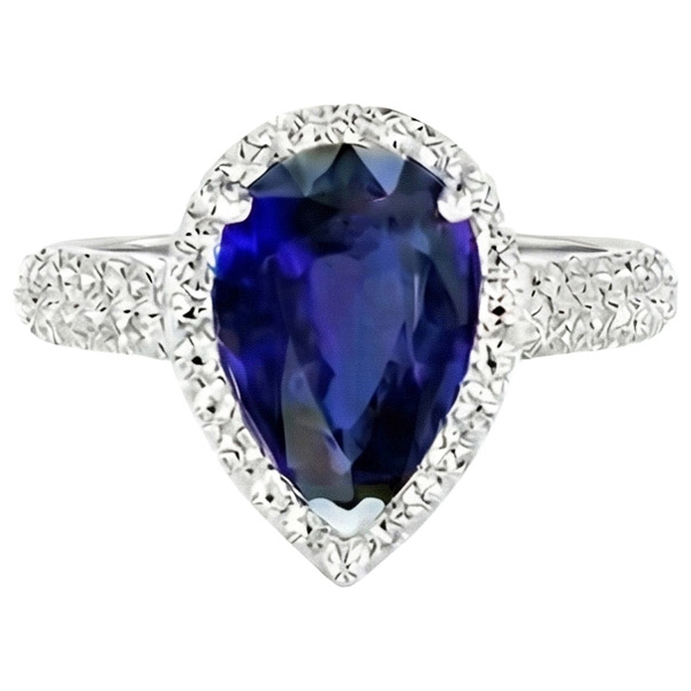 naturel pear diamant 4carats bague détail rapproché