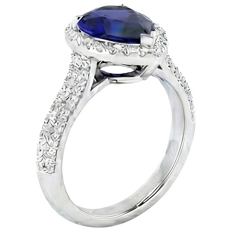 naturel pear diamant 4carats bague vue de dessus