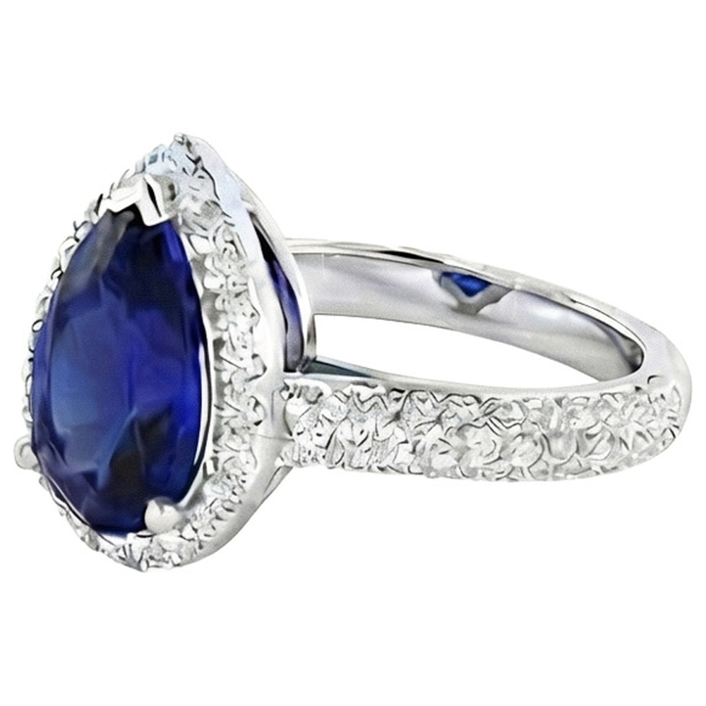 naturel pear diamant 4carats bague vue de profil