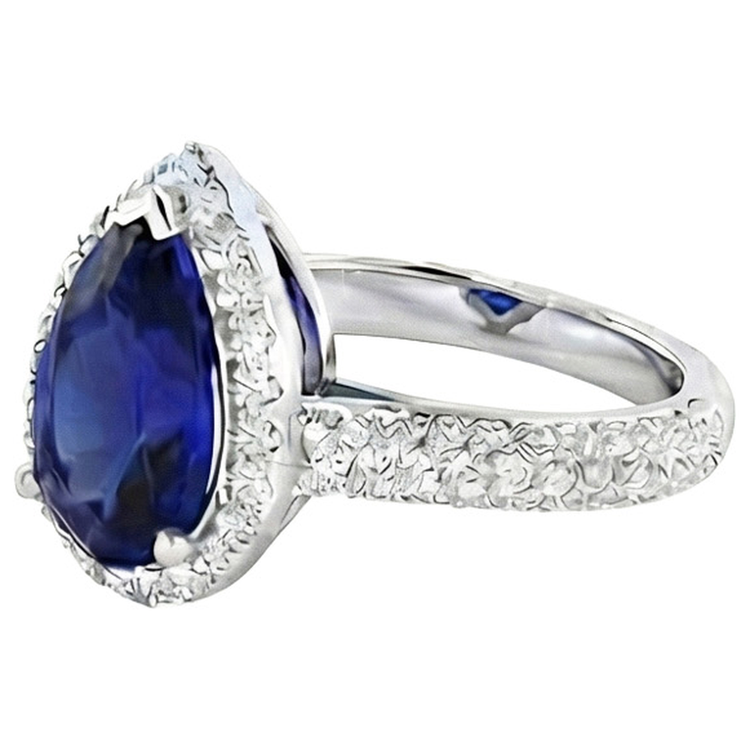 naturel pear diamant 4carats bague vue de profil