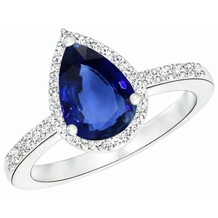 naturel pear diamant 4carats bague vue de profil
