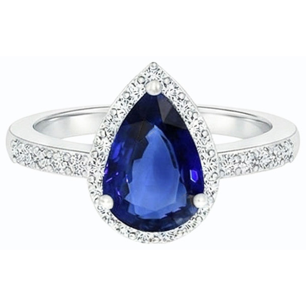 naturel pear diamant 4carats bague sur blanc