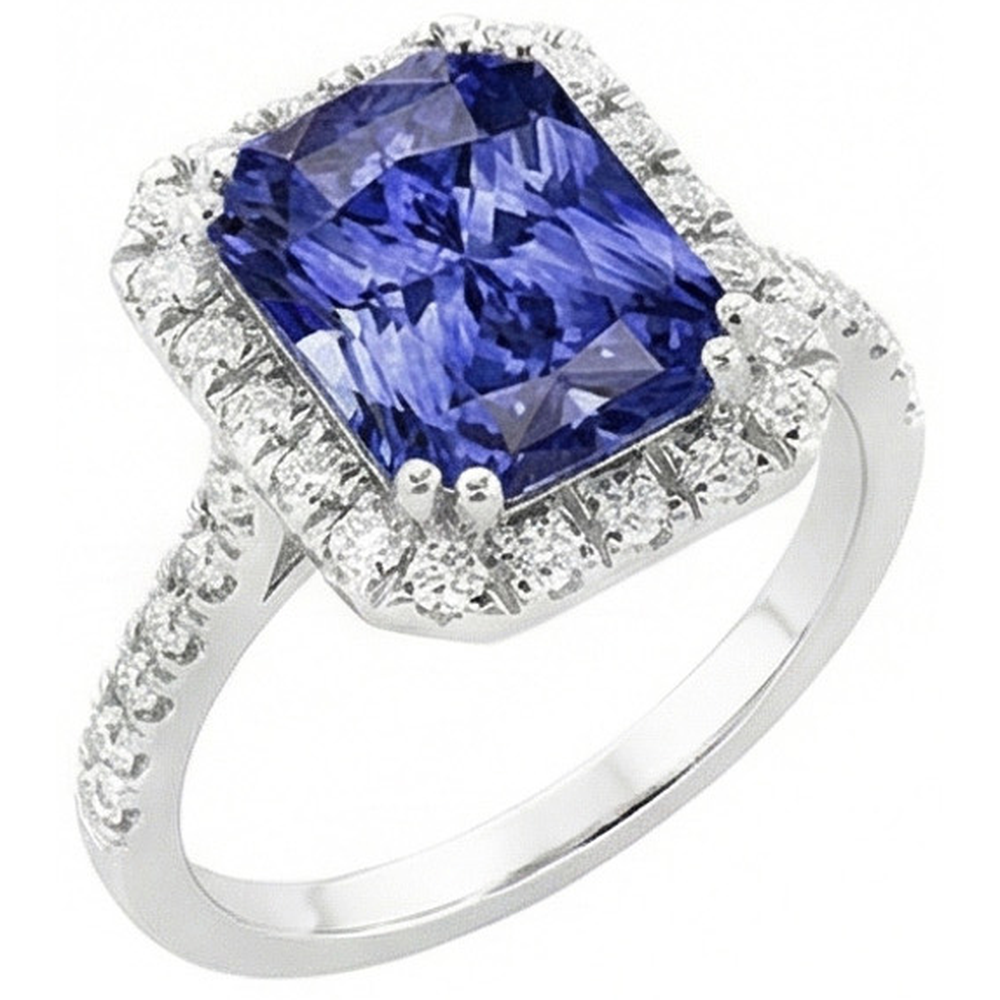 naturel round saphir 3.50carats bague vue de face