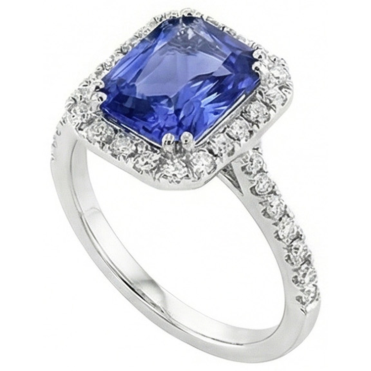 naturel round saphir 3.50carats bague détail rapproché